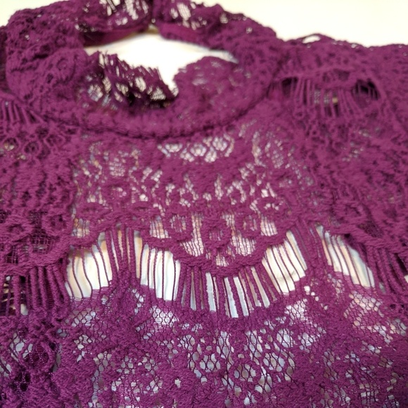 Free People backless magenta lace dress - Picture 3 of 6
